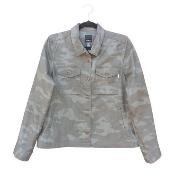 VUORI | Camo Oregano Green Ripstop Boxy Organic Cotton Button Up Front Jacket M - Picture 2 of 15